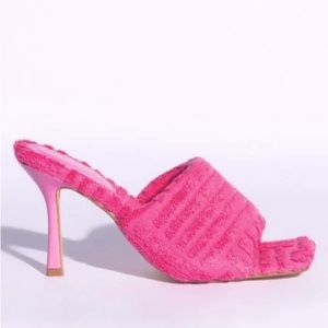 PINK TERRY CLOTH MULES